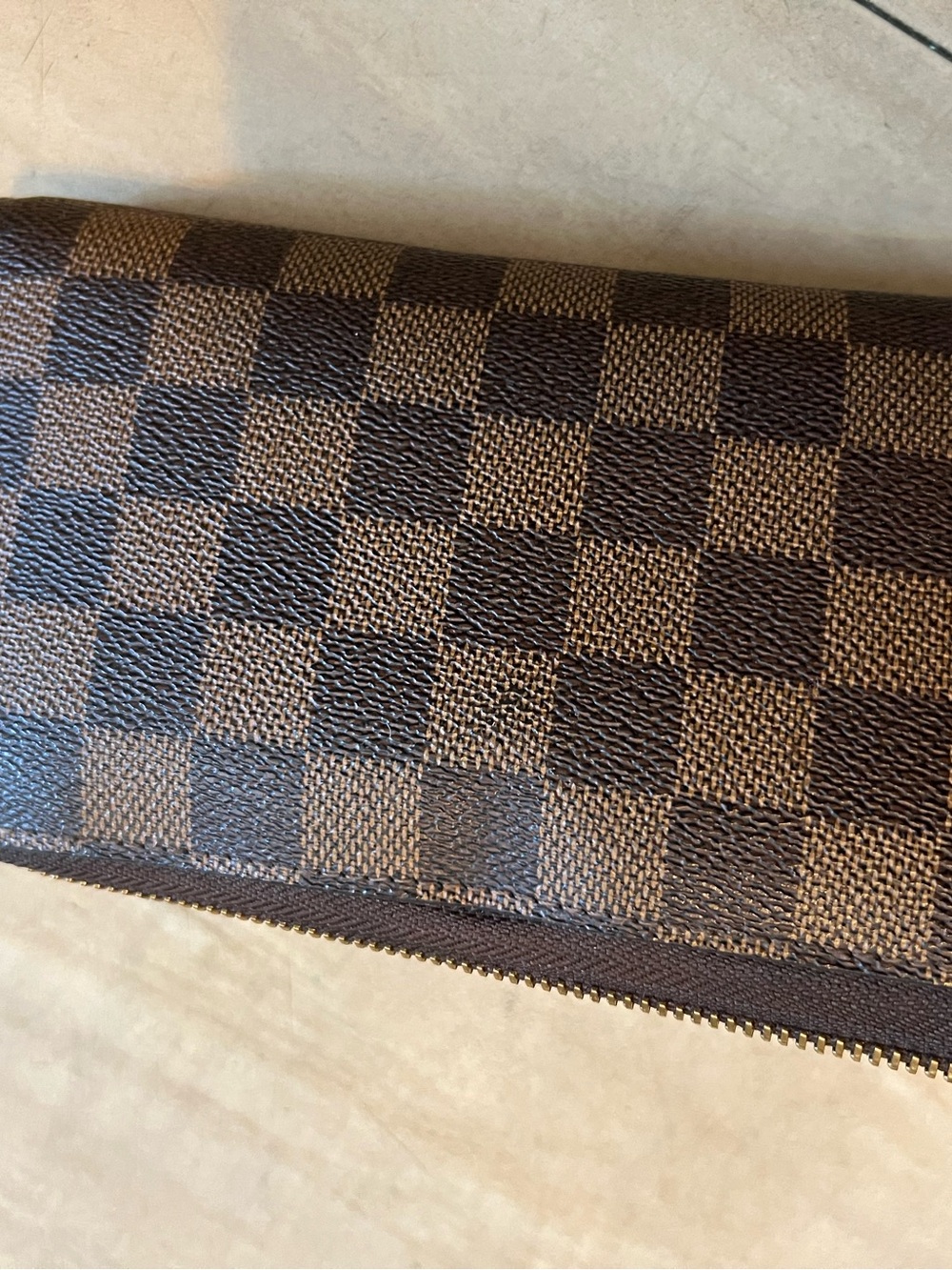 Louis Vuitton Damier Ebene Zip Around Wallet - Brown